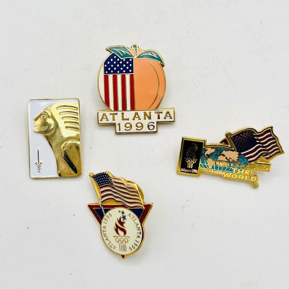 Vintage 1996 Atlanta Olympic Games Pin Set Centennial Peach Sphinx 4 Piece Lot
